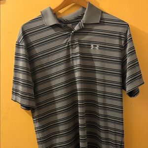 Under Armour Men's Polo with Black and Gray Stripes